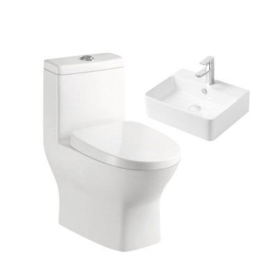 Modern Bathroom Small White Colored Ceramic Toilet Bowls With Sink